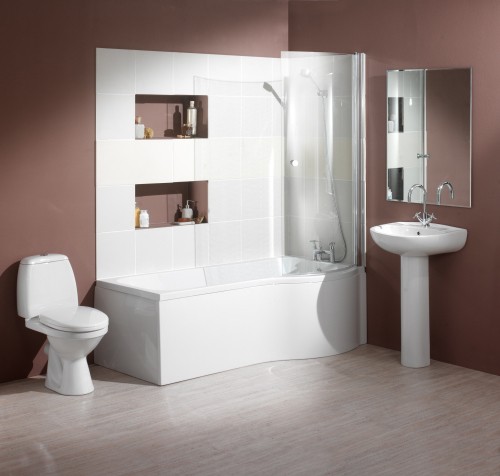 Complete Shower Bath Suite (Right Hand). 1500x750mm. technical image