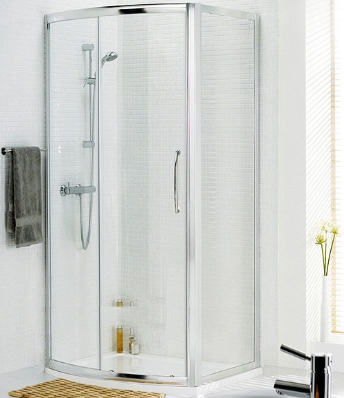 1200x750 Bow Fronted Shower Enclosure & Tray (Silver). technical image