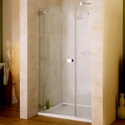 1400x1950 Hinged Shower Door & Glass Panels. Left Handed. technical image