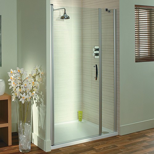 Pivot Shower Door & In-Line Glass Panel (1100mm). technical image