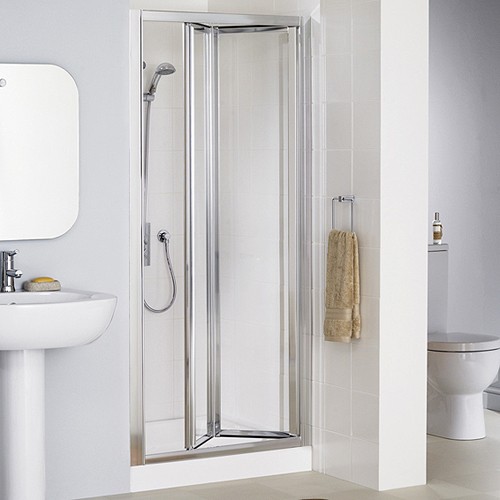 1000mm Framed Bi-Fold Shower Door (Silver). technical image