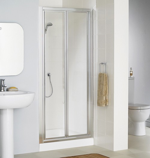 1000mm Framed Bi-Fold Shower Door (Silver). technical image