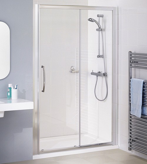 1200mm Semi-Frameless Slider Shower Door (Silver). technical image
