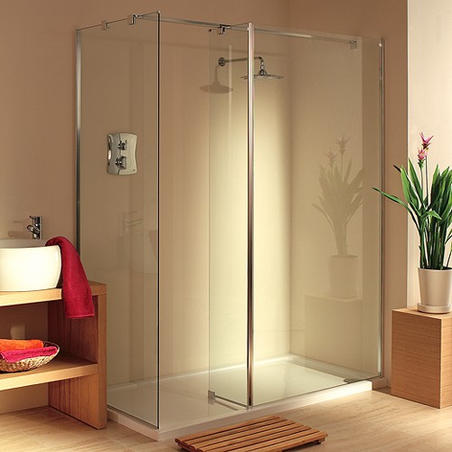 Frameless Walk In Shower Enclosure. Right Hand. 1400x1000mm. technical image