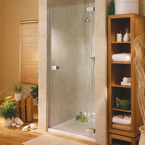 Hinged Shower Door & Glass Panel. Right Hand. 900x1950mm. technical image