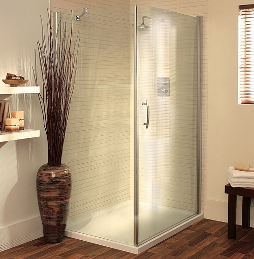 1000x900 Shower Enclosure With Pivot Door & Tray (Silver). technical image