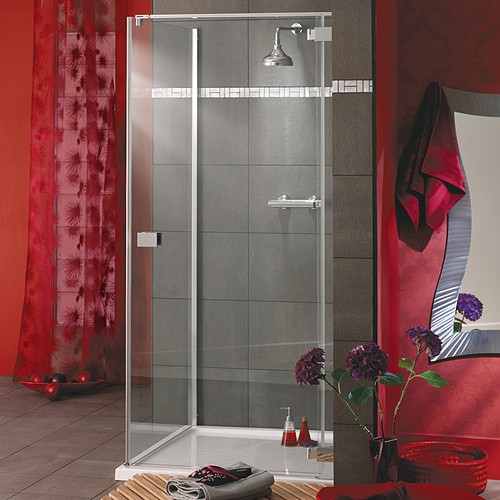 Frameless Square Shower Enclosure & Tray. Right Handed. 900mm. technical image