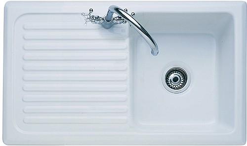1.0 Bowl Ceramic Kitchen Sink, Left Hand Drainer. technical image