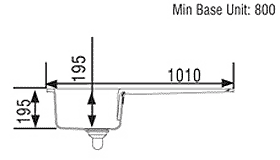 1.0 Bowl Ceramic Kitchen Sink, Left Hand Drainer. technical image