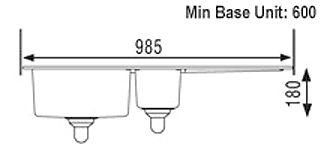 1.5 bowl granite silver finish kitchen sink. Reversible. technical image