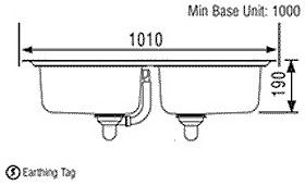 2.0 Bowl Stainless Steel Kitchen Sink. technical image