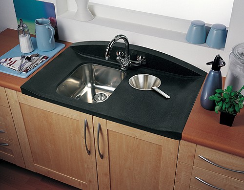 1.0 Bowl Neostone Sink, Right Hand Drainer. technical image