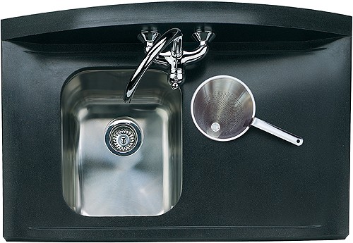1.25 Bowl Neostone Sink, Right Hand Drainer. technical image
