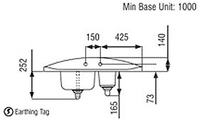 1.25 Bowl Neostone Sink, Right Hand Drainer. technical image