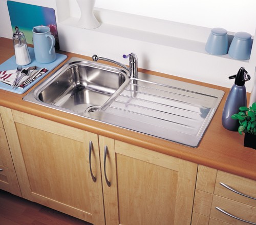 Seattle 1.0 bowl stainless steel kitchen sink. Reversible. technical image