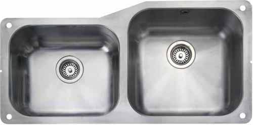 Undermount 1.75 Bowl Steel Sink, Left Hand Bowl. technical image