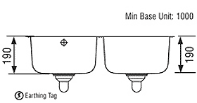 Undermount 1.75 Bowl Steel Sink, Left Hand Bowl. technical image