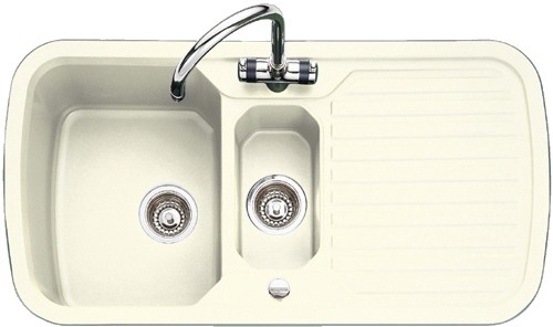 1.5 Bowl Cream Sink With Chrome Tap & Waste. technical image