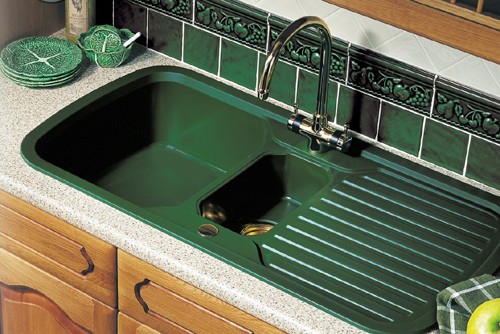 1.5 Bowl Green Sink With Brass Tap & Waste. technical image