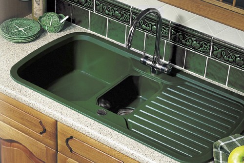 1.5 Bowl Green Sink With Chrome Tap & Waste. technical image