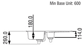 1.5 Bowl Regal Blue Sink With Chrome Tap & Waste. technical image