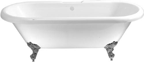 Windsor double ended roll top bath with claw feet. 1700mm. technical image