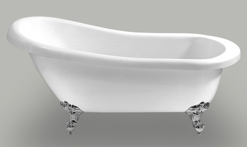 Buckingham slipper roll top bath with claw feet. 1700mm. technical image