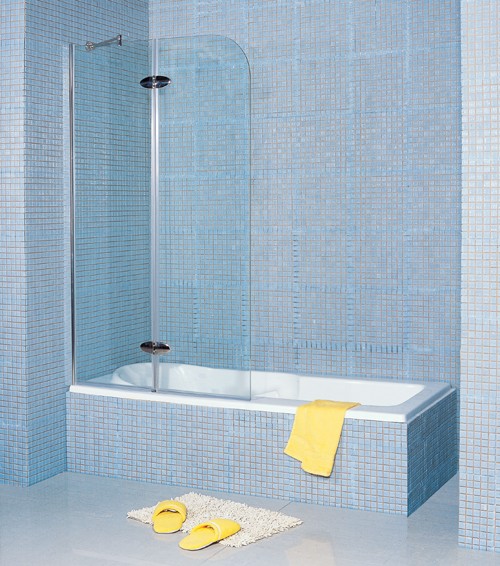 Infinity Hinged Double Bath Screen. 1100mm. 8mm Glass. technical image