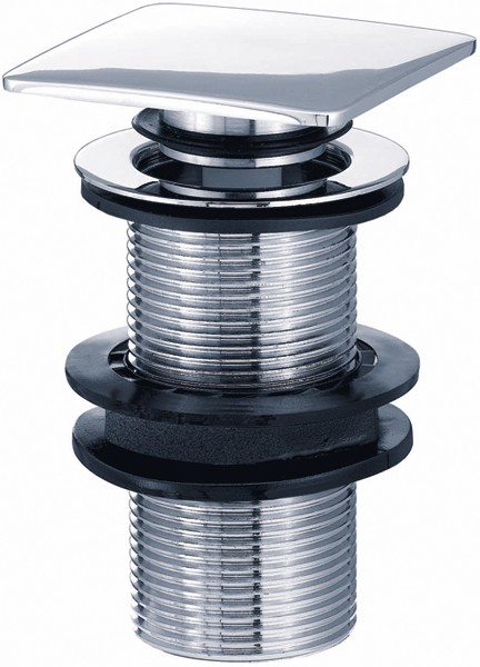 Square Push Button Basin Waste (Chrome). technical image