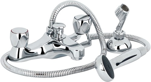 Bath Shower Mixer Tap With Shower Kit (Chrome). technical image