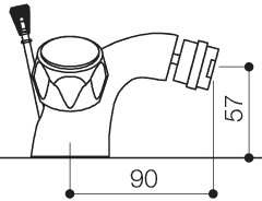 Mono Bidet Mixer Tap With Pop Up Waste (Chrome). technical image