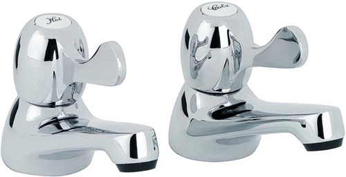 Bath Taps With Lever Handles (Pair, Chrome). technical image