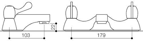 Bath Filler Tap With Lever Handles (Chrome). technical image