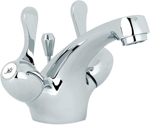 Mono Basin Mixer Tap With Lever Handles & Pop Up Waste. technical image