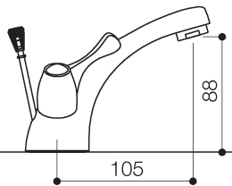Mono Basin Mixer Tap With Lever Handles & Pop Up Waste. technical image