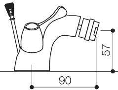 Mono Bidet Mixer Tap With Lever Handles & Pop Up Waste. technical image