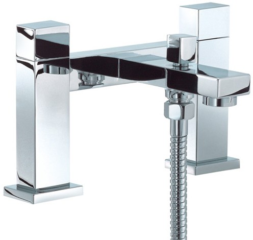 Bath Shower Mixer Tap With Shower Kit (Chrome). technical image