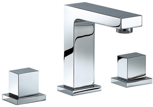 3 Tap Hole Basin Mixer Tap With Click-Clack Waste (Chrome). technical image
