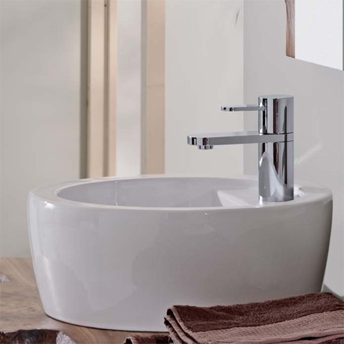 Mono Basin Mixer Tap With Click-Clack Waste (Chrome). technical image