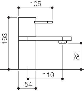Mono Basin Mixer Tap With Click-Clack Waste (Chrome). technical image