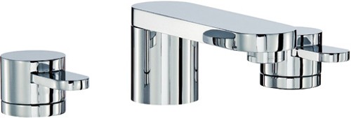 3 Tap Hole Basin Mixer Tap With Click-Clack Waste (Chrome). technical image