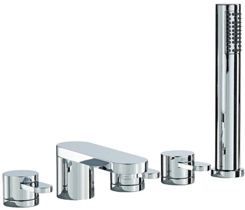 5 Tap Hole Bath Shower Mixer Tap With Shower Kit (Chrome). technical image