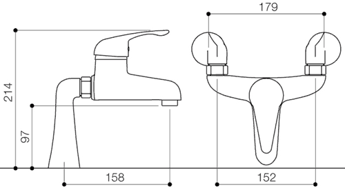 Bath Filler Tap (Chrome). technical image