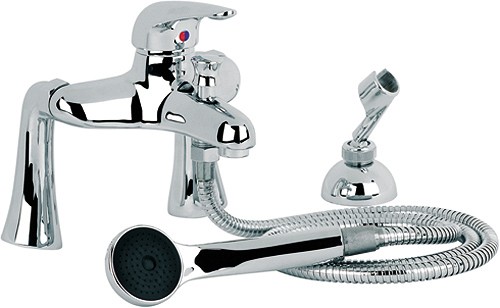 Bath Shower Mixer Tap With Shower Kit (Chrome). technical image