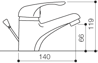 Mono Basin Mixer Tap With Pop Up Waste (Chrome). technical image