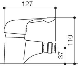 Mono Bidet Mixer Tap With Pop Up Waste (Chrome). technical image