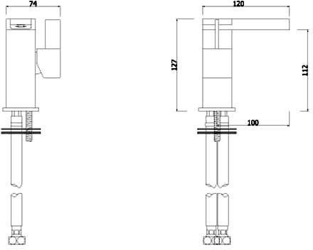 Waterfall Basin & Bath Shower Mixer Tap Set (Free Shower Kit). technical image
