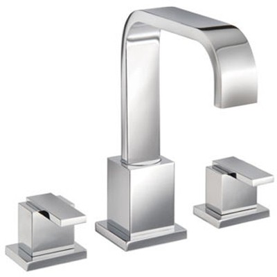 3 Tap Hole Basin Mixer Tap With Click-Clack Waste (Chrome). technical image