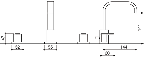 3 Tap Hole Basin Mixer Tap With Click-Clack Waste (Chrome). technical image