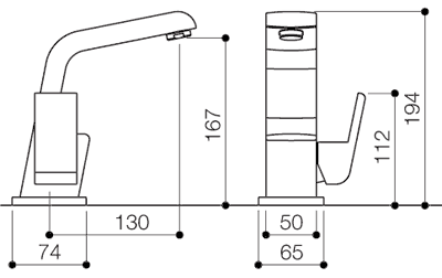 Mono Basin Mixer Tap With Click-Clack Waste (Chrome). technical image